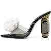 imageFSJ Women Charming Rose Floral Heel Sandals Clear PVC Band Crystal Chunky Heel Sexy Pointed Peep Toe Slip On Mules Party Prom Wedding Shoes Size 416 USBlack White Flower
