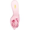 imageFSJ Women Charming Rose Floral Heel Sandals Clear PVC Band Crystal Chunky Heel Sexy Pointed Peep Toe Slip On Mules Party Prom Wedding Shoes Size 416 USPink