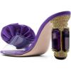 imageFSJ Women Charming Rose Floral Heel Sandals Clear PVC Band Crystal Chunky Heel Sexy Pointed Peep Toe Slip On Mules Party Prom Wedding Shoes Size 416 USPurple