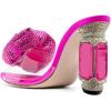 imageFSJ Women Charming Rose Floral Heel Sandals Clear PVC Band Crystal Chunky Heel Sexy Pointed Peep Toe Slip On Mules Party Prom Wedding Shoes Size 416 USFushcia