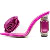 imageFSJ Women Charming Rose Floral Heel Sandals Clear PVC Band Crystal Chunky Heel Sexy Pointed Peep Toe Slip On Mules Party Prom Wedding Shoes Size 416 USFushcia