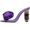imageFSJ Women Charming Rose Floral Heel Sandals Clear PVC Band Crystal Chunky Heel Sexy Pointed Peep Toe Slip On Mules Party Prom Wedding Shoes Size 416 USPurple