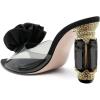 imageFSJ Women Charming Rose Floral Heel Sandals Clear PVC Band Crystal Chunky Heel Sexy Pointed Peep Toe Slip On Mules Party Prom Wedding Shoes Size 416 USBlack