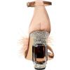 imageFSJ Women Chic Feather Open Toe Ankle Strap Sandals Crystal Block High Heel Furry Wedding Evening Prom Shoes Size 416 USChampagne