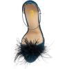 imageFSJ Women Chic Feather Open Toe Ankle Strap Sandals Crystal Block High Heel Furry Wedding Evening Prom Shoes Size 416 USCyan