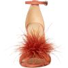 imageFSJ Women Chic Feather Open Toe Ankle Strap Sandals Crystal Block High Heel Furry Wedding Evening Prom Shoes Size 416 USOrange