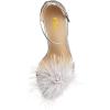 imageFSJ Women Chic Feather Open Toe Ankle Strap Sandals Crystal Block High Heel Furry Wedding Evening Prom Shoes Size 416 USSilver