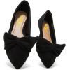 imageFSJ Women Comfy Bowknot Pointed Toe Suede Flats Slip On Low Heels Pumps Graceful Casual Dress Daily Office Walking Shoes Size 416 USBlack
