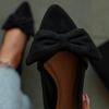 imageFSJ Women Comfy Bowknot Pointed Toe Suede Flats Slip On Low Heels Pumps Graceful Casual Dress Daily Office Walking Shoes Size 416 USBlack