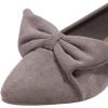 imageFSJ Women Comfy Bowknot Pointed Toe Suede Flats Slip On Low Heels Pumps Graceful Casual Dress Daily Office Walking Shoes Size 416 USGrayish Brown