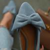 imageFSJ Women Comfy Bowknot Pointed Toe Suede Flats Slip On Low Heels Pumps Graceful Casual Dress Daily Office Walking Shoes Size 416 USGrey Blue
