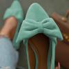 imageFSJ Women Comfy Bowknot Pointed Toe Suede Flats Slip On Low Heels Pumps Graceful Casual Dress Daily Office Walking Shoes Size 416 USTurquoise