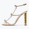 imageFSJ Women Gold Metal Chain Thick High Heel Sandals Open Toe Strappy Ankle Buckle Strap Slingback Comfy Summer Dress Pumps Crystal Bows Size 415 USDeep Nude