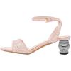 imageFSJ Women Open Toe Ankle Strap Sandals Crystal Chunky Block Low Heel Glitter Comfortable Party Bridal Wedding Dress Pumps Shoes Size 416 USPink Glitter