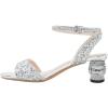 imageFSJ Women Open Toe Ankle Strap Sandals Crystal Chunky Block Low Heel Glitter Comfortable Party Bridal Wedding Dress Pumps Shoes Size 416 USSilver Glitter