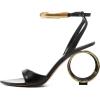 imageFSJ Women Pointed Open Toe Circle High Heel Sandals Ankle Strap Sexy Dress Party Wedding Bridal Pumps Shoes Size 416 USBlack Gold Trim