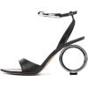 imageFSJ Women Pointed Open Toe Circle High Heel Sandals Ankle Strap Sexy Dress Party Wedding Bridal Pumps Shoes Size 416 USBlack Silver Trim