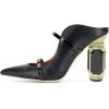 imageFSJ Women Pointed Toe Mules Chunky High Heels Sandals Pumps Slip On Two Strap Chic Crystal Block Heels Backless Casual Dressy Shoes Size 416 USBlack