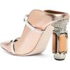 imageFSJ Women Pointed Toe Mules Chunky High Heels Sandals Pumps Slip On Two Strap Chic Crystal Block Heels Backless Casual Dressy Shoes Size 416 USChampagne