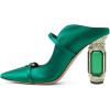 imageFSJ Women Pointed Toe Mules Chunky High Heels Sandals Pumps Slip On Two Strap Chic Crystal Block Heels Backless Casual Dressy Shoes Size 416 USEmerald