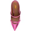 imageFSJ Women Pointed Toe Mules Chunky High Heels Sandals Pumps Slip On Two Strap Chic Crystal Block Heels Backless Casual Dressy Shoes Size 416 USFuchsia Embossing