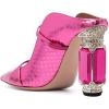 imageFSJ Women Pointed Toe Mules Chunky High Heels Sandals Pumps Slip On Two Strap Chic Crystal Block Heels Backless Casual Dressy Shoes Size 416 USFuchsia Embossing