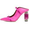 imageFSJ Women Pointed Toe Mules Chunky High Heels Sandals Pumps Slip On Two Strap Chic Crystal Block Heels Backless Casual Dressy Shoes Size 416 USFuchsia