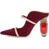 imageFSJ Women Pointed Toe Mules Chunky High Heels Sandals Pumps Slip On Two Strap Chic Crystal Block Heels Backless Casual Dressy Shoes Size 416 USRed