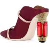 imageFSJ Women Pointed Toe Mules Chunky High Heels Sandals Pumps Slip On Two Strap Chic Crystal Block Heels Backless Casual Dressy Shoes Size 416 USRed