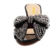 imageFSJ Women Rhinestone Bow Low Heel Mule Sandals Peep Toe Crystal Block Heel Slipper Shoes for Comfort Wedding Slides Size 416 USBlack Low Heel