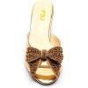 imageFSJ Women Rhinestone Bow Low Heel Mule Sandals Peep Toe Crystal Block Heel Slipper Shoes for Comfort Wedding Slides Size 416 USGold Low Heel