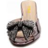 imageFSJ Women Rhinestone Bow Low Heel Mule Sandals Peep Toe Crystal Block Heel Slipper Shoes for Comfort Wedding Slides Size 416 USGraypurple Low Heel