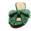 imageFSJ Women Rhinestone Bow Low Heel Mule Sandals Peep Toe Crystal Block Heel Slipper Shoes for Comfort Wedding Slides Size 416 USGreen Low Heel