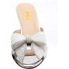 imageFSJ Women Rhinestone Bow Low Heel Mule Sandals Peep Toe Crystal Block Heel Slipper Shoes for Comfort Wedding Slides Size 416 USSilver Low Heel