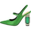 imageFSJ Women Slingback Crystal High Heel Pointed Closed Toe Ankle Strap Pumps Fashion Backless Dress Sandals Prom Party Shoes Size 416 USGreen