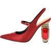 imageFSJ Women Slingback Crystal High Heel Pointed Closed Toe Ankle Strap Pumps Fashion Backless Dress Sandals Prom Party Shoes Size 416 USRed