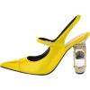 imageFSJ Women Slingback Crystal High Heel Pointed Closed Toe Ankle Strap Pumps Fashion Backless Dress Sandals Prom Party Shoes Size 416 USYellow