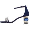 imageFSJ Women Sparkly Open Toe Rhinestone Low Block Heel Sandals Crystal Strap Studded Strappy Formal Dress Prom Party Pump Shoes Size 416 USBlue