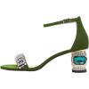 imageFSJ Women Sparkly Open Toe Rhinestone Low Block Heel Sandals Crystal Strap Studded Strappy Formal Dress Prom Party Pump Shoes Size 416 USGreen