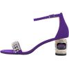 imageFSJ Women Sparkly Open Toe Rhinestone Low Block Heel Sandals Crystal Strap Studded Strappy Formal Dress Prom Party Pump Shoes Size 416 USPurple