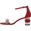 imageFSJ Women Sparkly Open Toe Rhinestone Low Block Heel Sandals Crystal Strap Studded Strappy Formal Dress Prom Party Pump Shoes Size 416 USRed