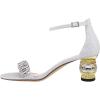 imageFSJ Women Sparkly Open Toe Rhinestone Low Block Heel Sandals Crystal Strap Studded Strappy Formal Dress Prom Party Pump Shoes Size 416 USSilver