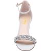 imageFSJ Women Sparkly Open Toe Rhinestone Low Block Heel Sandals Crystal Strap Studded Strappy Formal Dress Prom Party Pump Shoes Size 416 USSilver