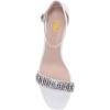 imageFSJ Women Sparkly Open Toe Rhinestone Low Block Heel Sandals Crystal Strap Studded Strappy Formal Dress Prom Party Pump Shoes Size 416 USWhite