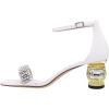 imageFSJ Women Sparkly Open Toe Rhinestone Low Block Heel Sandals Crystal Strap Studded Strappy Formal Dress Prom Party Pump Shoes Size 416 USWhite
