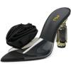 imageFSJ Women Charming Rose Floral Heel Sandals Clear PVC Band Crystal Chunky Heel Sexy Pointed Peep Toe Slip On Mules Party Prom Wedding Shoes Size 416 USBlack