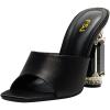 imageFSJ Women Chic Square Open Toe Crystal Heeled Sandals Block Chunky High Heel Slip On Mules Comfortable Casual Dress Sildes Shoes Size 416 USBlack