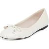 imageFSJ Women Cute Ballet Flats with Bowtie Round Toe Girls Comfort Slip On Casual Office Work Flats Dress Shoes Size 415 USWhite