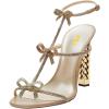 imageFSJ Women Gold Metal Chain Thick High Heel Sandals Open Toe Strappy Ankle Buckle Strap Slingback Comfy Summer Dress Pumps Crystal Bows Size 415 USDeep Nude