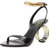 imageFSJ Women Pointed Open Toe Circle High Heel Sandals Ankle Strap Sexy Dress Party Wedding Bridal Pumps Shoes Size 416 USBlack Gold Trim